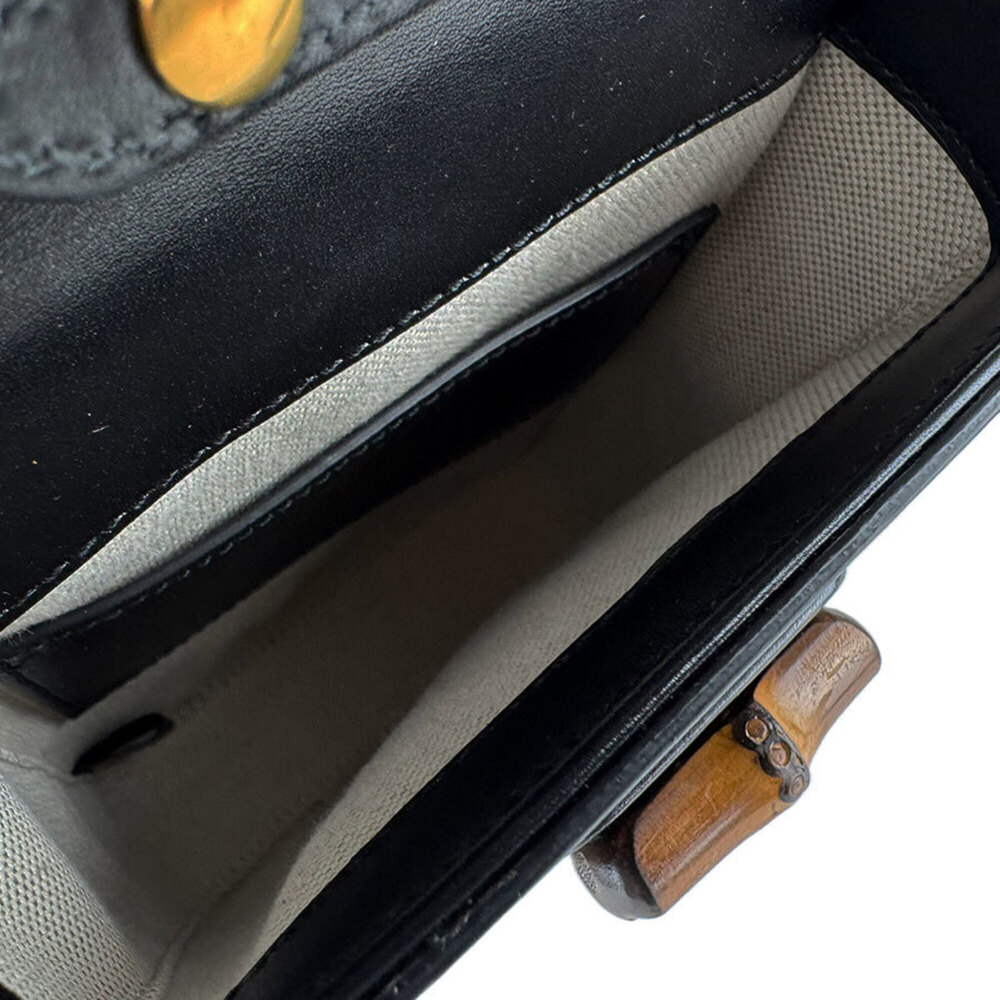 GUCCI Authentic Black Leather Bamboo Shoulder Bag - Picture 5 of 13